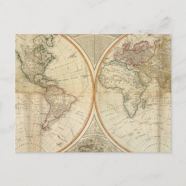 Composite World hand coloured map Postcard (Front)