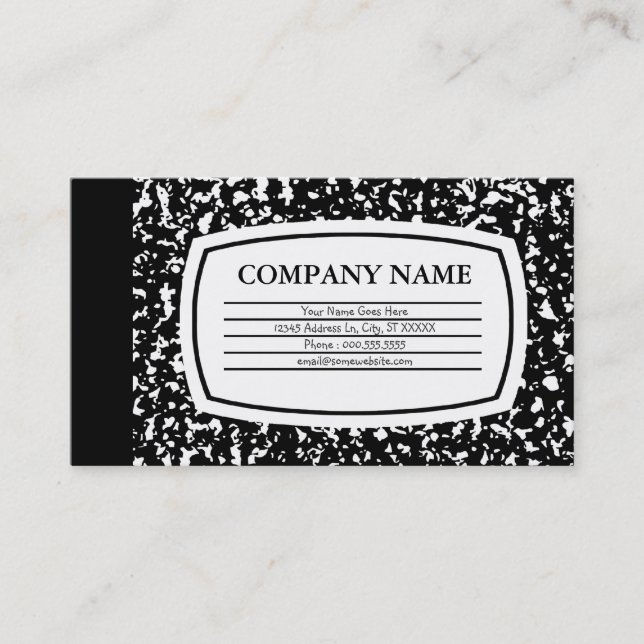 composition book business card (Front)