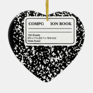 Composition Book Ceramic Tree Decoration