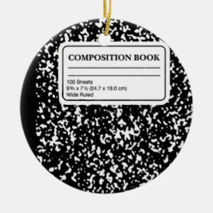 Composition Book Ceramic Tree Decoration