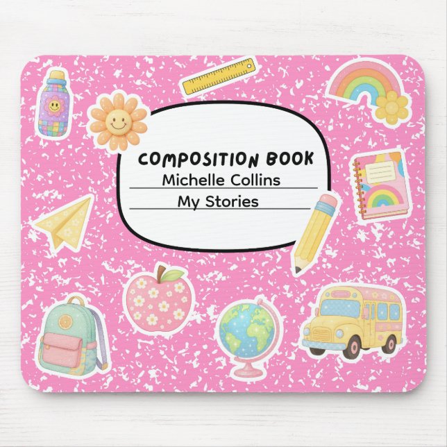 Composition Book Mouse Mat (Customisable) (Front)