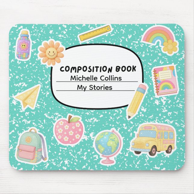 Composition Book Mouse Mat (Customisable) (Front)