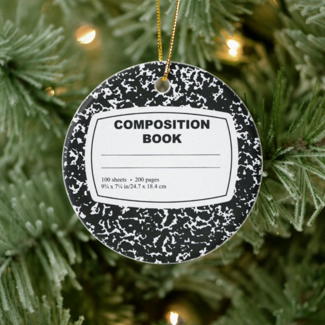 Composition Book Student Teacher Ceramic Ornament (Tree)