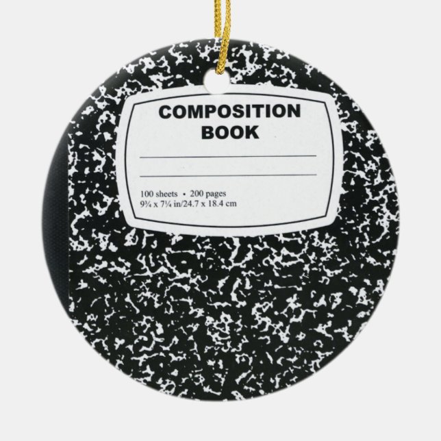 Composition Book Student Teacher Ceramic Tree Decoration (Front)