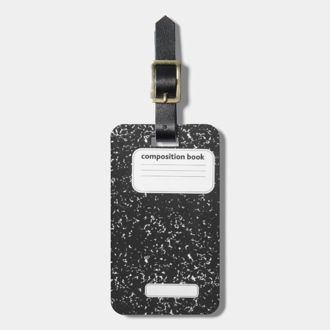 Composition Book Student Teacher Luggage Tag (Front Vertical)