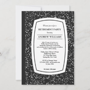 Composition Book Teacher Retirement Party Invites