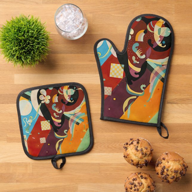 Composition IX, Wassily Kandinsky Oven Mitt & Pot Holder Set (Top Down)