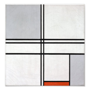 Composition (No. 1) Grey-Red Piet Mondrian Photo Print