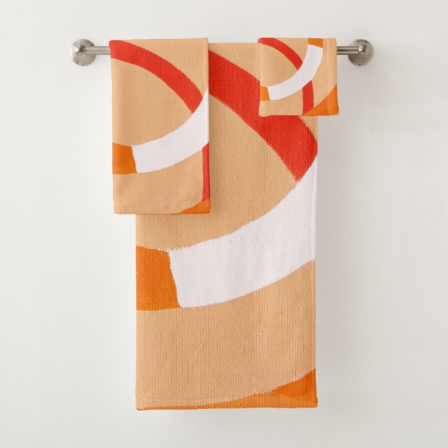 Composition No. 43 - Orange Monochrome Bath Towel Set (Insitu)