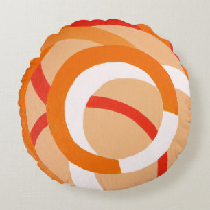 Composition No. 43 - Orange Monochrome Round Cushion