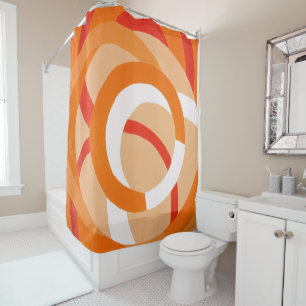 Composition No. 43 - Orange Monochrome Shower Curtain