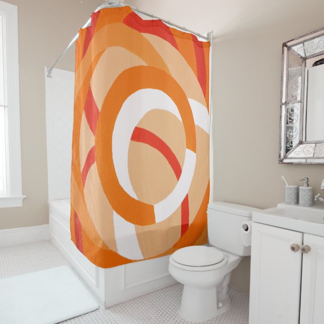 Composition No. 43 - Orange Monochrome Shower Curtain (In Situ)