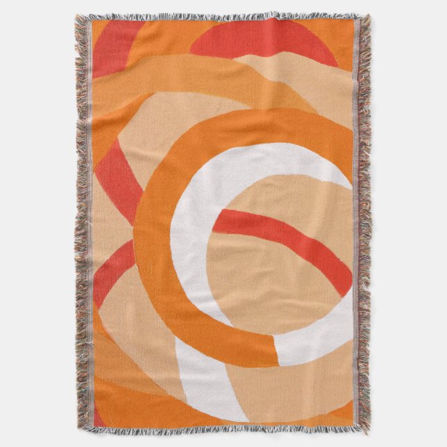Composition No. 43 Orange Monochrome Throw Blanket (Front Vertical)