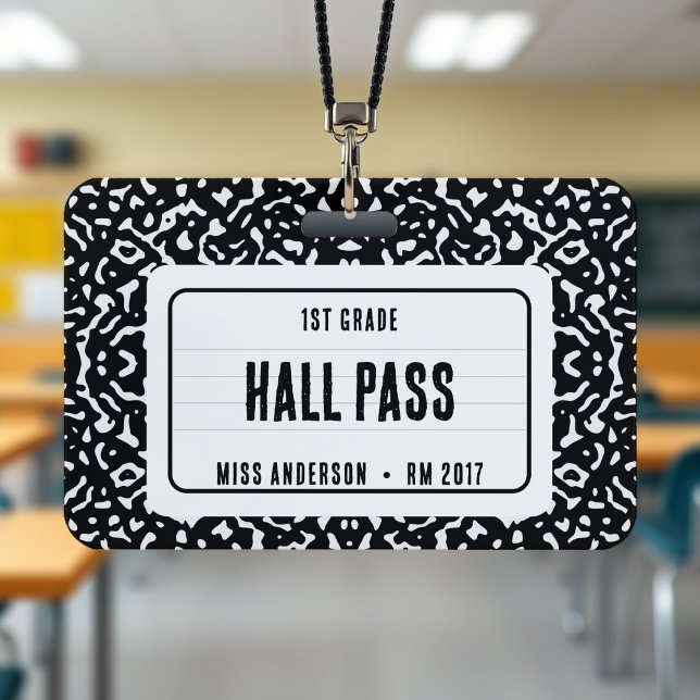 Composition Notebook Classroom Hall Pass Black ID Badge (Composition Notebook Classroom Hall Pass Black Badge
)