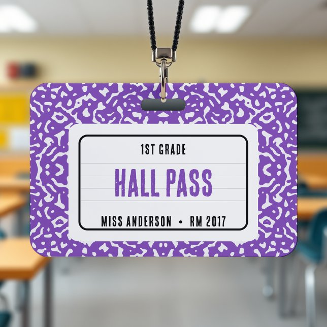 Composition Notebook Classroom Hall Pass Purple ID Badge (Composition Notebook Classroom Hall Pass Purple Badge
)