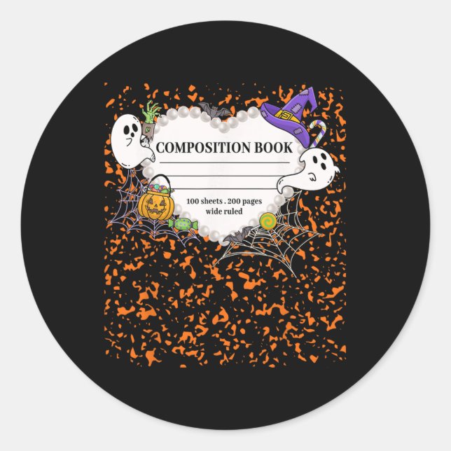 Composition Notebook Costume Matching Group Hallow Classic Round Sticker (Front)