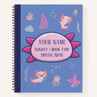 Composition Notebook Cute Axolotl Aquatic Pattern