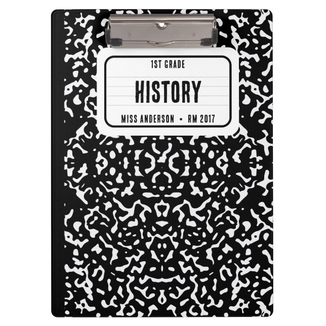 Composition Notebook Student School Teacher Black Clipboard (Front)