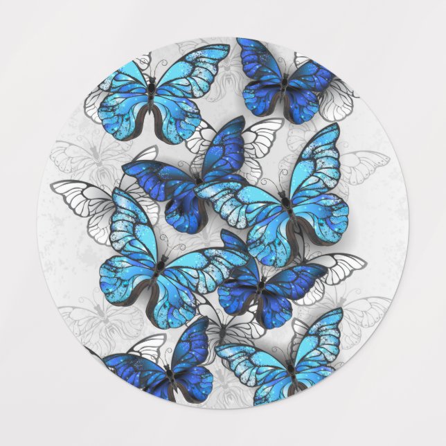 Composition of White and Blue Butterflies (Design 1)