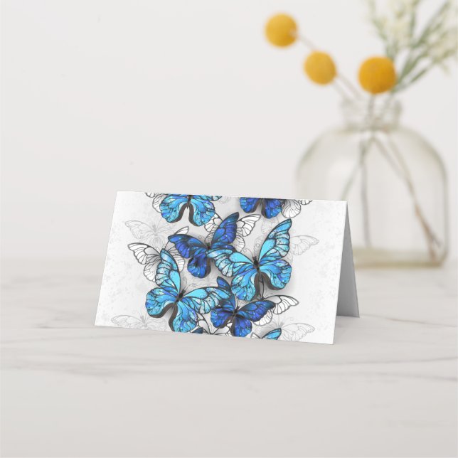 Composition of White and Blue Butterflies Appointment Card (Front)
