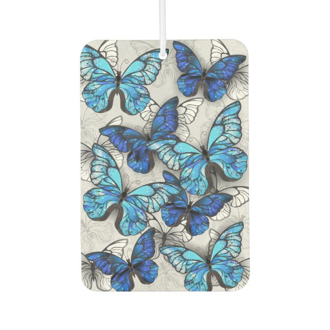 Composition of White and Blue Butterflies Car Air Freshener (Front)