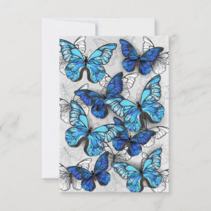 Composition of White and Blue Butterflies Card