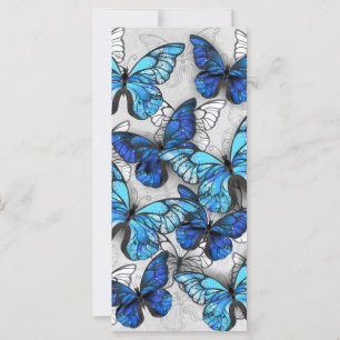 Composition of White and Blue Butterflies Card