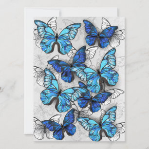 Composition of White and Blue Butterflies Card