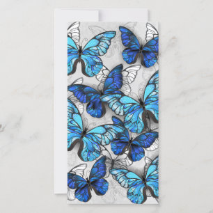 Composition of White and Blue Butterflies Card