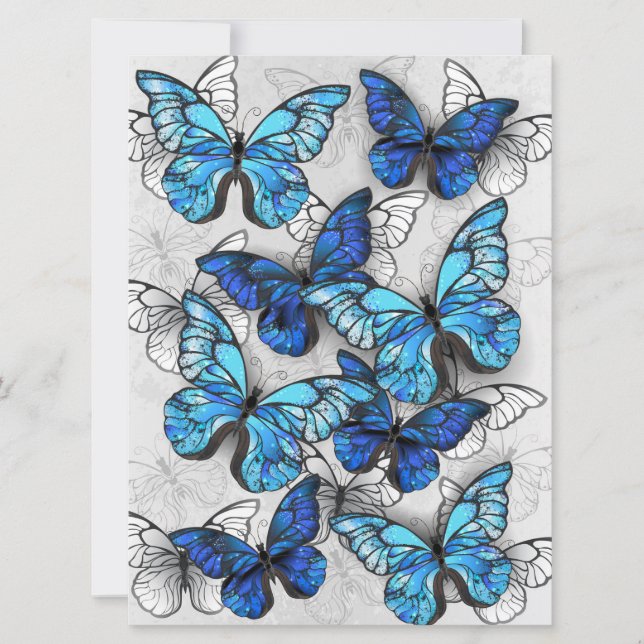 Composition of White and Blue Butterflies Card (Front)