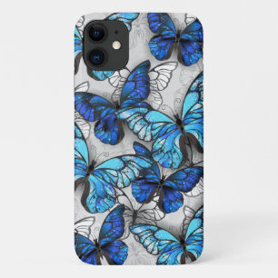 Composition of White and Blue Butterflies iPhone 11 Case
