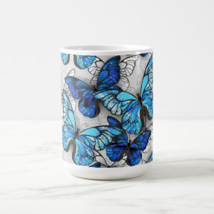 Composition of White and Blue Butterflies Coffee Mug