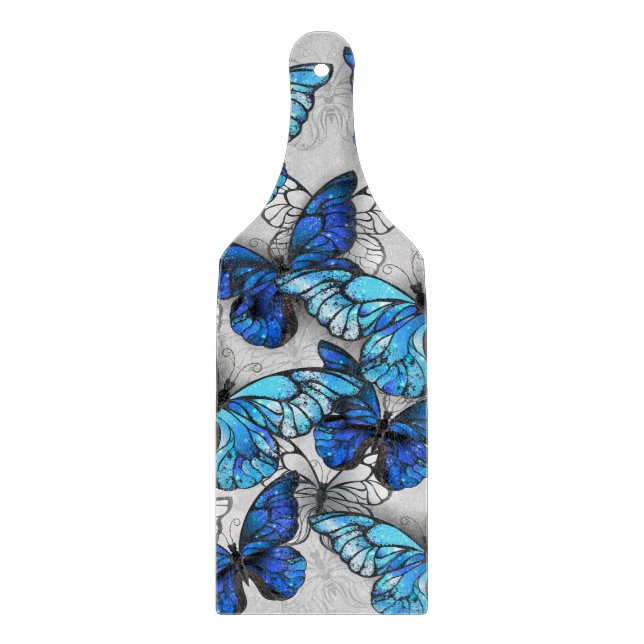 Composition of White and Blue Butterflies Cutting Board (Front)