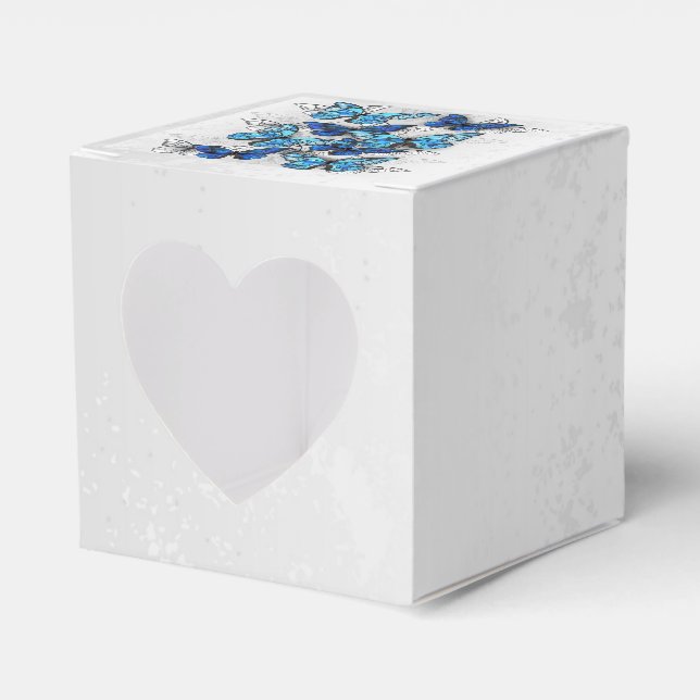 Composition of White and Blue Butterflies Favour Box (Front Side)