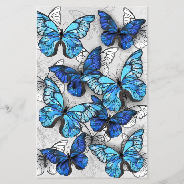 Composition of White and Blue Butterflies Flyer (Front)