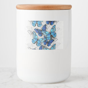 Composition of White and Blue Butterflies Food Label