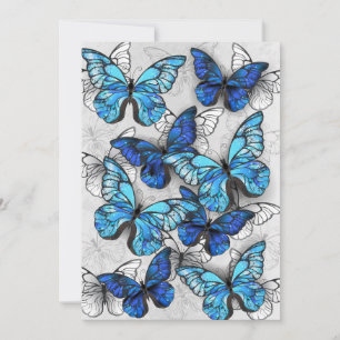 Composition of White and Blue Butterflies Holiday Card