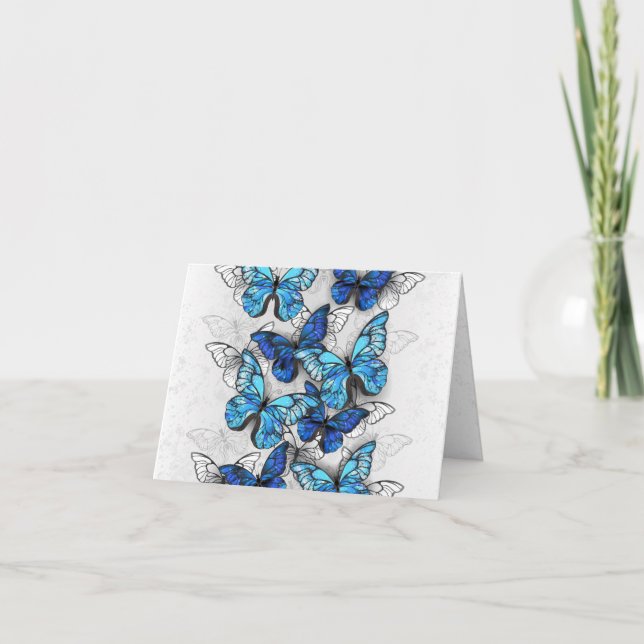 Composition of White and Blue Butterflies Invitation (Front)