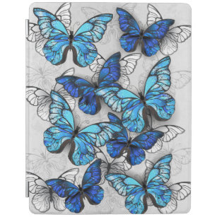 Composition of White and Blue Butterflies iPad Cover