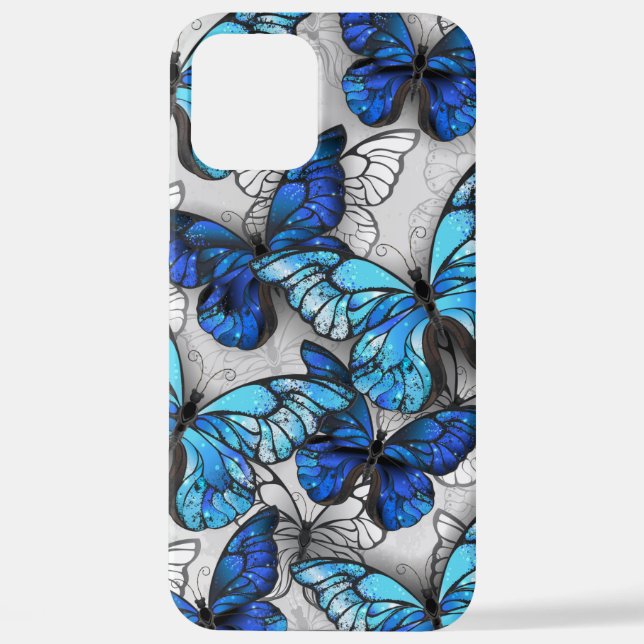 Composition of White and Blue Butterflies iPhone Case (Back)