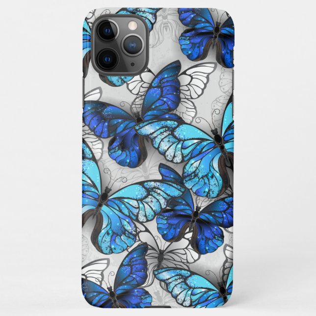 Composition of White and Blue Butterflies iPhone Case (Back)