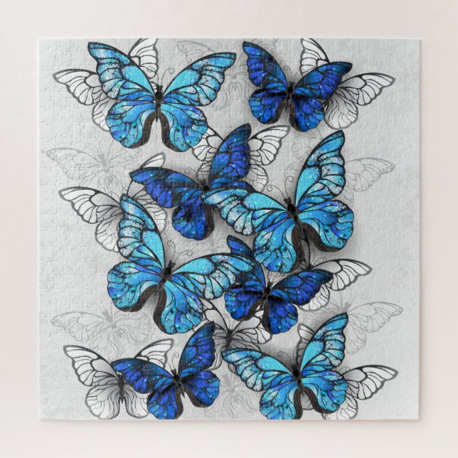 Composition of White and Blue Butterflies Jigsaw Puzzle (Vertical)