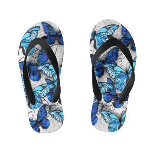 Composition of White and Blue Butterflies Kid's Thongs