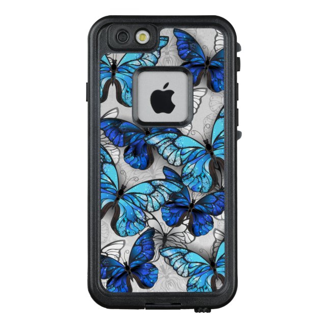 Composition of White and Blue Butterflies LifeProof iPhone Case (Back)