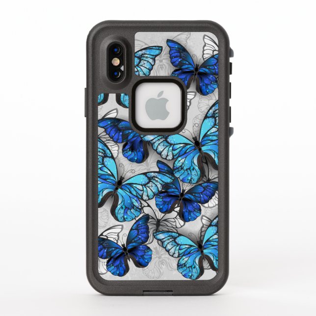 Composition of White and Blue Butterflies LifeProof iPhone Case (Back)