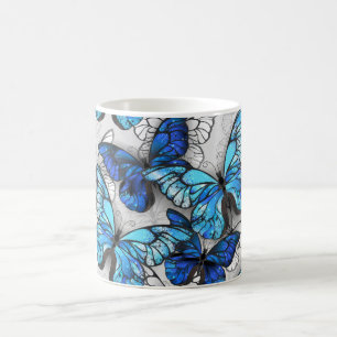 Composition of White and Blue Butterflies Magic Mug