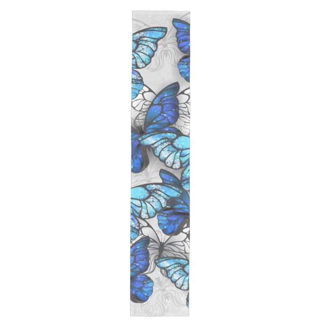 Composition of White and Blue Butterflies Medium Table Runner (Front)