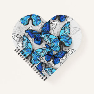 Composition of White and Blue Butterflies Notebook