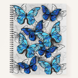 Composition of White and Blue Butterflies Notebook
