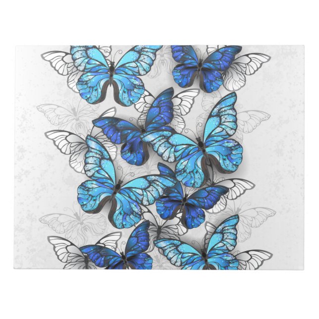 Composition of White and Blue Butterflies Notepad (Front)